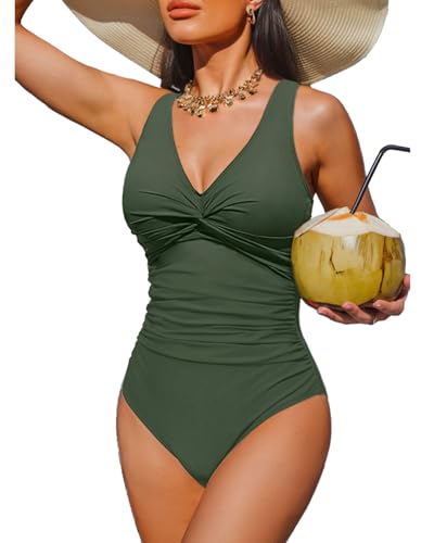 Image of Holipick Women Tummy Control One Piece Swimsuit - Push Up Bathing Suit Full Coverage Slimming Swimwear