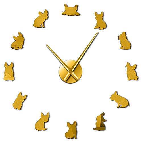 通用 Orologio da parete grande Bulldog francese Francia Cane domestico Modern Large Modern Mirror wall decor G-27