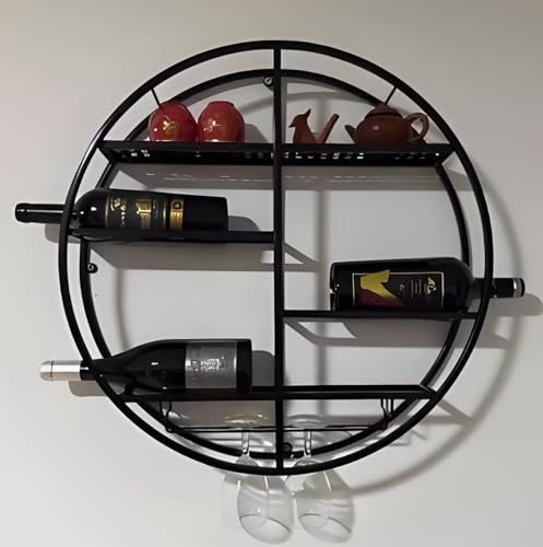 Étagère à vin murale pour optimiser les petits espaces, meuble de rangement bouteille rond - 2