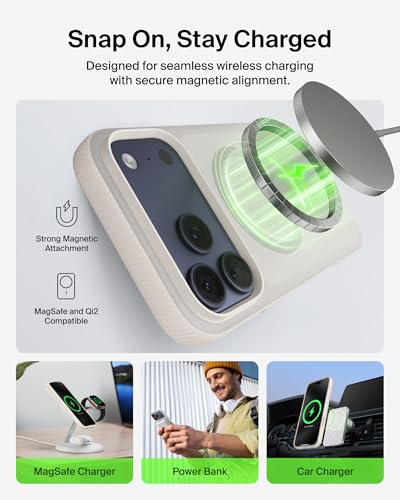 Image of Belkin Case for iPhone 17 PRO MAX MagSafe Compatible - SheerForce Magnetic Phone Cover - Slim, Shockproof, Anti-Yellowing, Drop Protection - Sand