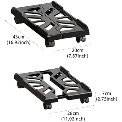 Mobile CPU Stand - Adjustable Bracket: Rolling Caster Wheels, PC Tower Floor Riser, Ventilated Design | Perfect for Computer Workstation, Office Home Setup, Desktop PC Tower Support
