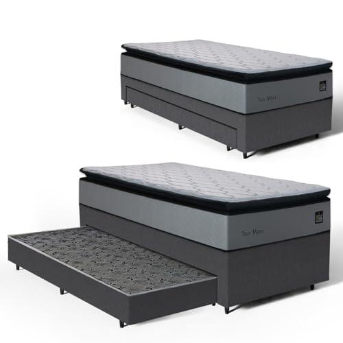 Cama Box com Colchão de Espuma D33 Pillow Top Maxx + Auxiliar de Espuma Unique Solteiro 88cm
