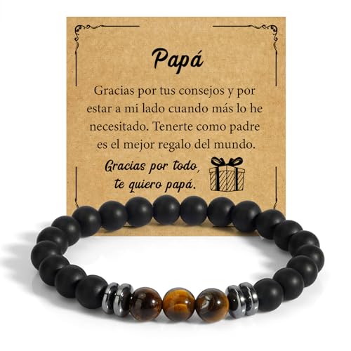 FAJUXIS Pulsera Hombre Negro 22 cm Regalo Día del Padre Originales