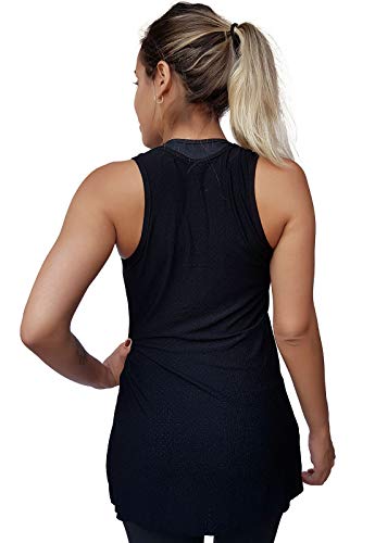 Regata Feminina Alongada Sobre Legging Promoção Moda Fitness (Preto, GG)