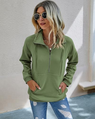 Image of PRETTYGARDEN Women's Casual Long Sleeve Sweatshirt Half Zip Pullover Tops