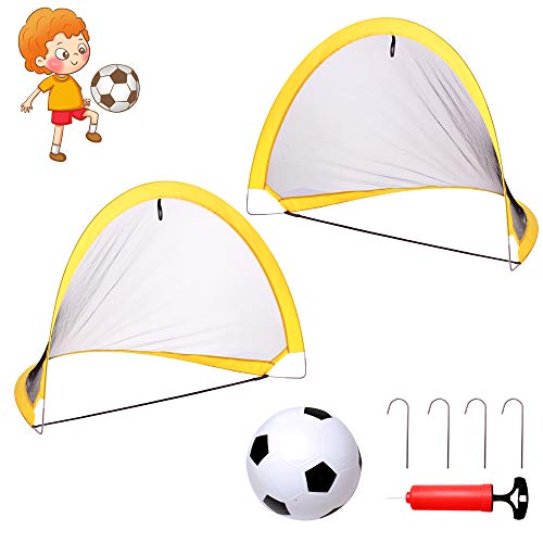 yoptote Mini Portería De Fútbol Plegable Set De Fútbol para Niños 117cm * 85cm Deportes Interiores Y Exteriores Deportes De Playa De Pastizales Juguetes para 3 4 5 6 Años Regalo De Cumpleaños