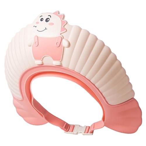 Gorro de ducha para niños pequeños, gorro de ducha para bebés, lindo escudo de bebé de dinosaurio para protección de ojos y oídos, escudo de lavado de cabello ajustable para niños, lavado de cabello