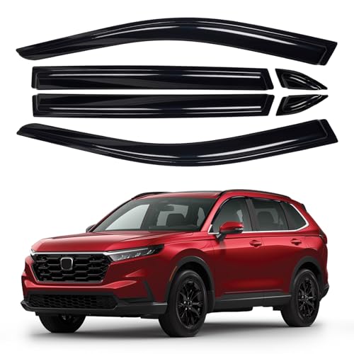 Image of Canvcle 6-pcs Window Rain Guards for 2019-2025 Toyota RAV4 Accessories | Outside-Mount Tape-On Side Window Visors RAV4 Wind Deflectors Vent Visors Shades Rainproof Black