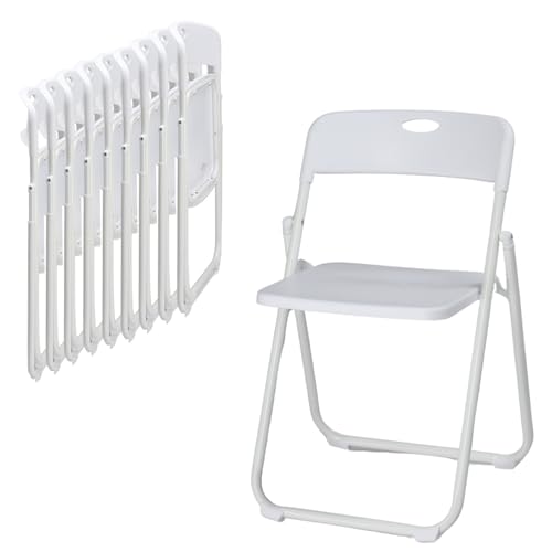 Karl home 10 Pcs Folding Chair, 300LBS Lightweight Foldable Plastic Chair, Reinforced Metal Frame Easy to Fold & Store for Indoor & Outdoor, Wedding, Party, Meeting Room, Patio and Garden, White