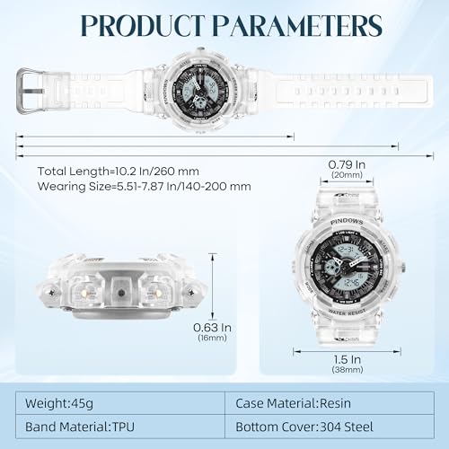 Stylish Waterproof Digital Analog Sports Watch for Women and Teens - 7-Color LED Backlight, Stopwatch, Alarm, Dual Display - Image 4