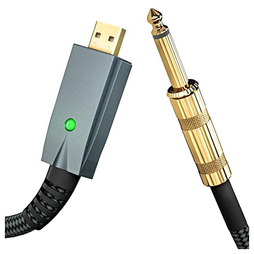 iUKUS USB-gitarrkabel, gitarr till USB-gränssnittssladd [10FT] USB till mono 6,35 mm 1/4 ljudadapter gitarr USB-inspelningskabel kompatibel fönster och macOS gitarrbas till PC