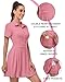 Soneven Women Polo Golf Tennis Dress Built in Shorts Short Sleeve Workout Athletic Pleated Dresses with Pockets(127-Pink, Medium)