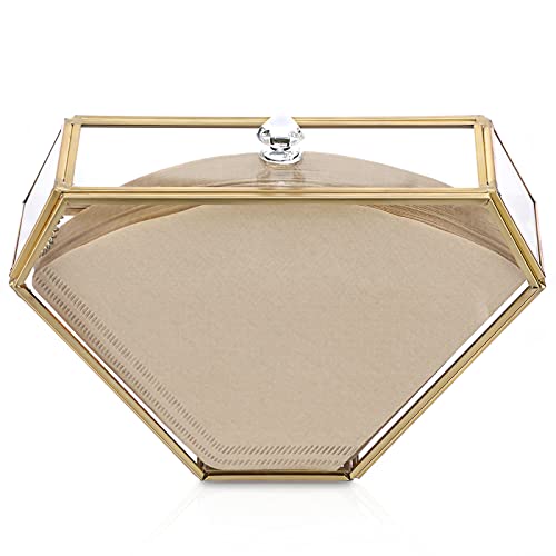 SUMTREE Porte-filtre à café en verre support pour papier filtre à café filtrer à thé boîte avec couvercle anti-poussière