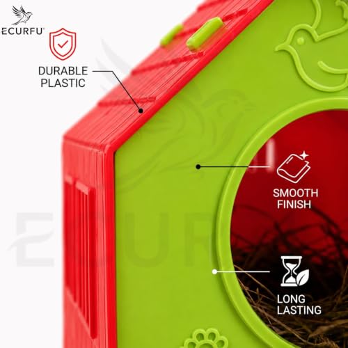 Image of Ecurfu Bird House | Sparrow House with Feeding Tray | Hanging Bird Feeder for Garden, Balcony, Outdoor