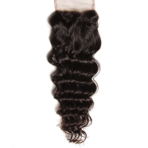 Nadula Brazilian Natural Wave Closure Remy Hair 4x4 Free Part Swiss Lace 130% Density 100% Human Hair Lace Closures (14inch closure)
