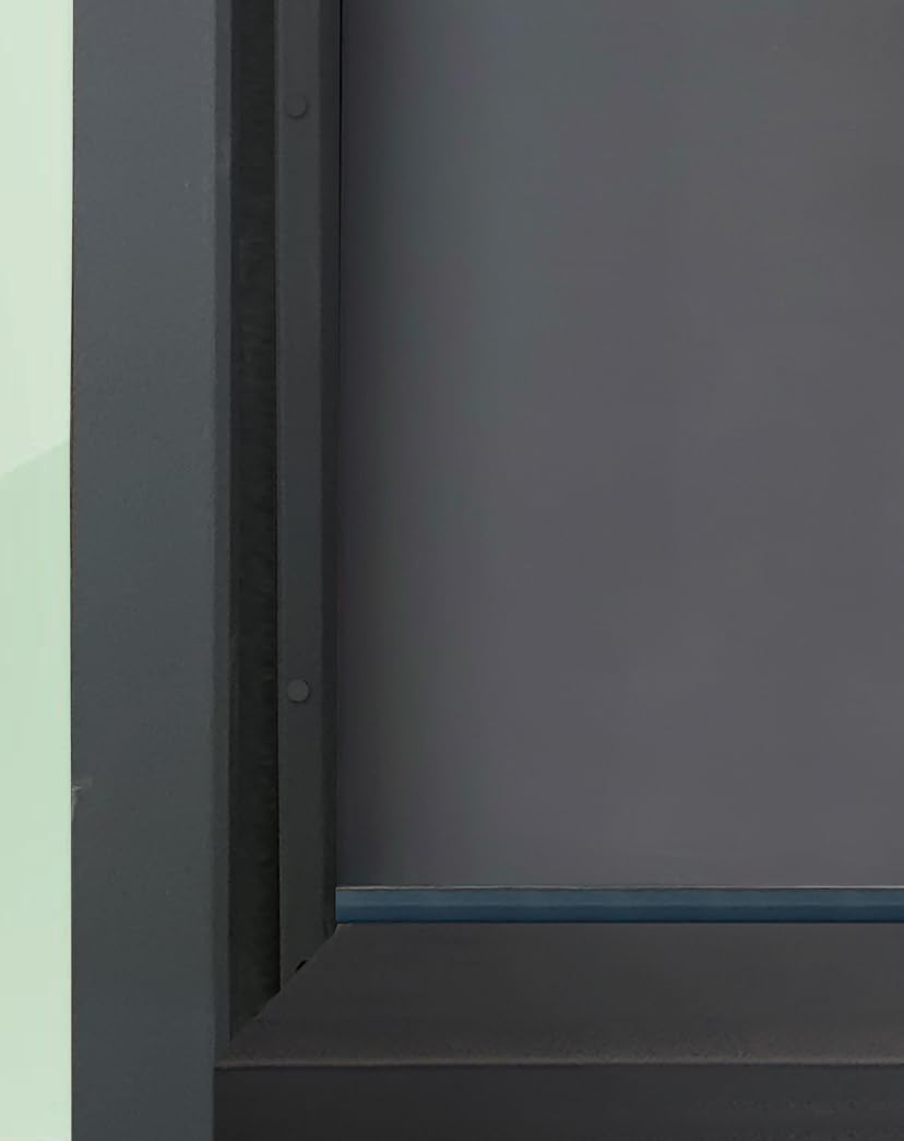 Portone Blindato Laminato per Ingresso dal Design Moderno con 2 Sistemi di Chiusura Riempito con Lana Minerale Porta Antracite e Effetto Legno PL47 (Interna destra)