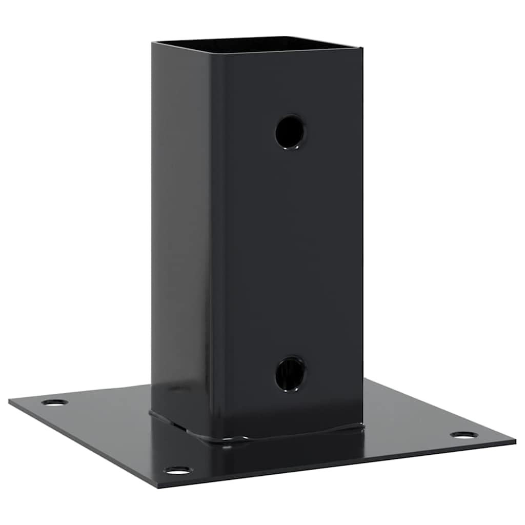 Vidaxl Anthracite Post Base 4 Pcs Powder Coated Steel - 61X61 Mm For Gazebo, Fence & Stair Rail For Outdoor