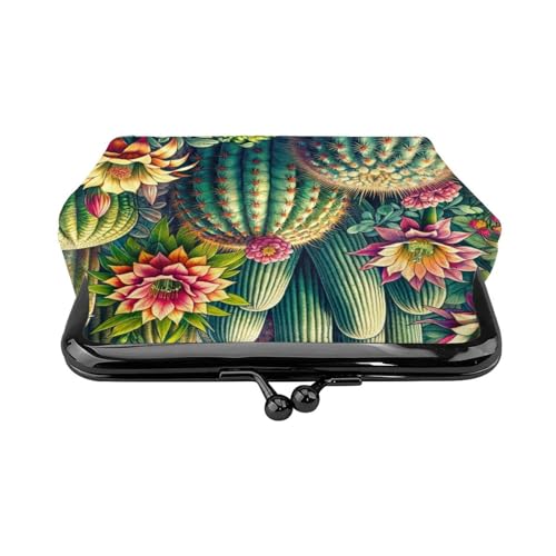 Pu Leather Buckle Coin Purse Tropical-Cactus-Flowers Girls Kiss-Lock Change Purse Wallets2
