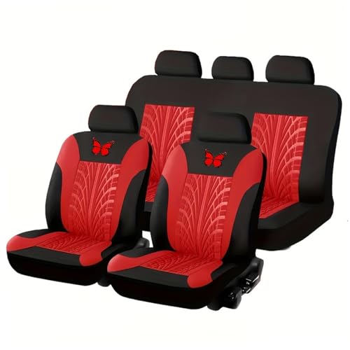 Housses de siège de voiture rouge ensemble 9 pièces imperméables pour SUV