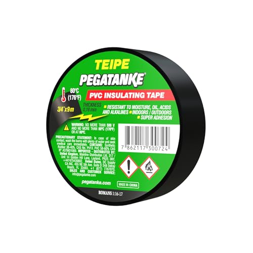 Image of Pegatanke PVC 9m Insulating Tape - Highly Elastic Adhesive Tape - 3 /4 inch x 9 m