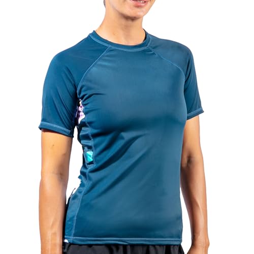 Camiseta de manga corta de mujer para deporte acuático azul XL