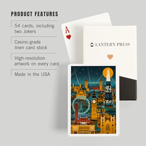 Lantern Press Naipes Poker London Retro Skyline 52 Pz miniatura 3