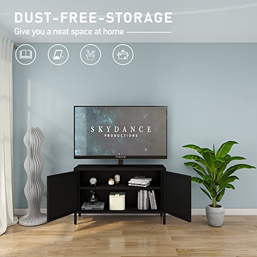 Lingzoe 2 Door Black Sideboard With 2-Layer Partition, Metal Tv Stand Accent Cabinet With Storage For Livingroom #TOP3