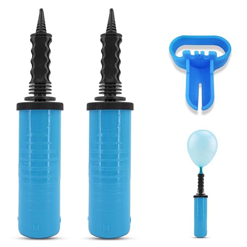 2PC Balloon Pump Manual + Balloon Tie Tool | Dual Action Hand Held Inflator Portable Air Pump & Air Blower for Balloons Birthday new year Party Decoration Accessories