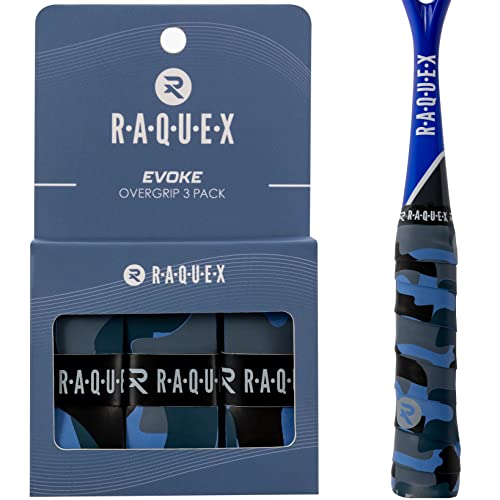 Raquex Evoke Overgrip - Over Grip para Raquetas de Padel, Tenis, bádminton y Squash. Paquete de 3 Grips (Camuflaje Oscuro)