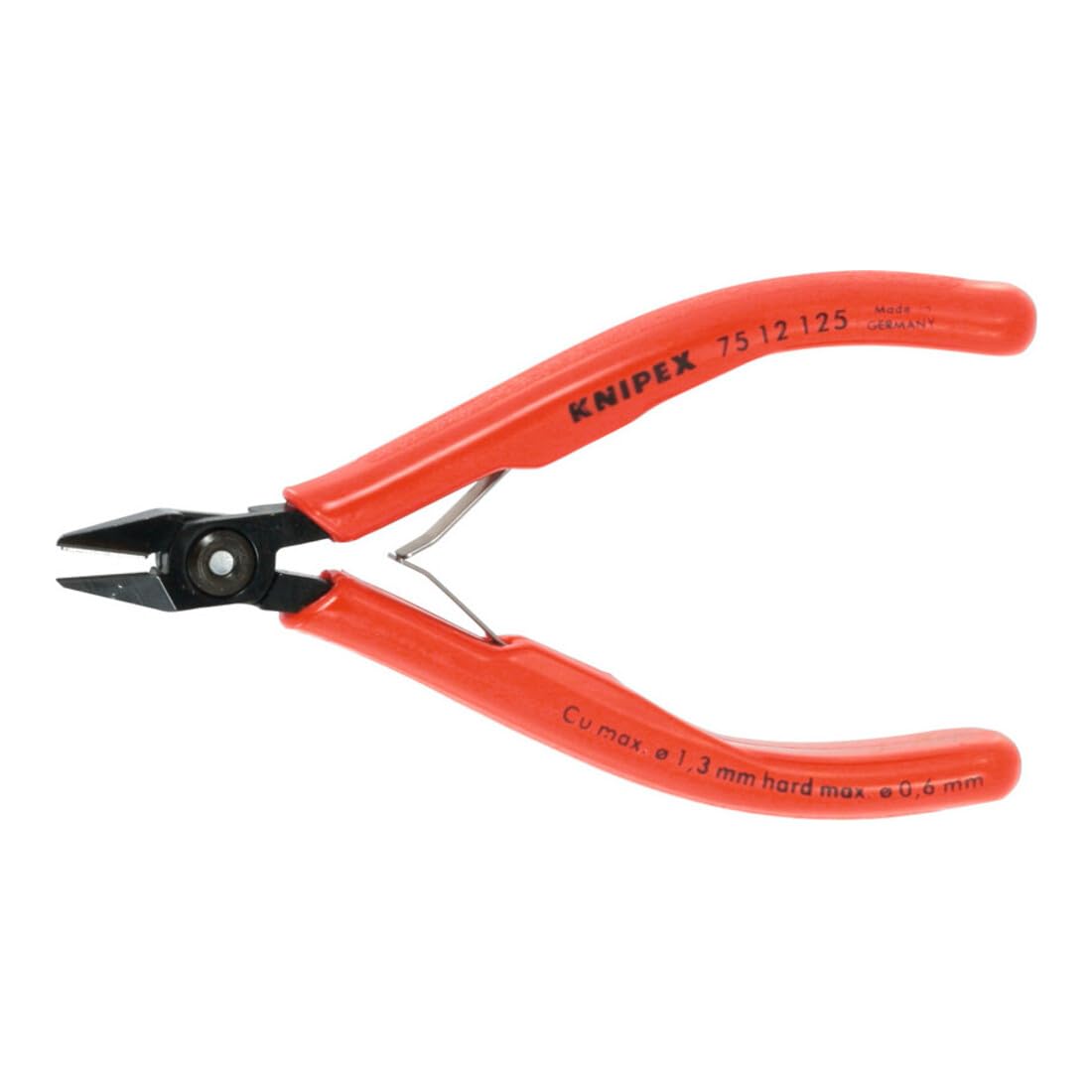 Knipex Elektroniczne szczypce tnące boczne, spiczasta głowica z uchwytem drucianym 125 H