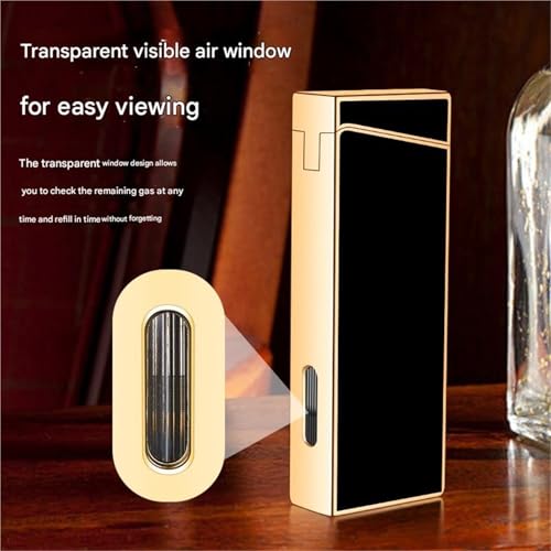 Encendedor de doble llama de butano recargable con ventana transparente 6