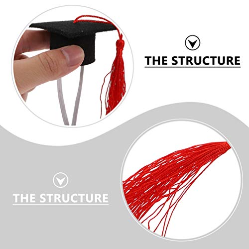 Amosfun 4Pcs Cat Hat Dog Cap And Gown Graduation Top Hats Outfit Mini Puppy -Lovely Mini Graduation Hats Graduation -Caps Bow Ties Pet Decorations #TOP7