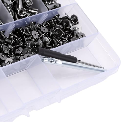 Remaches punk kit de 180 unidades con punzón para reparar botas de piel 6