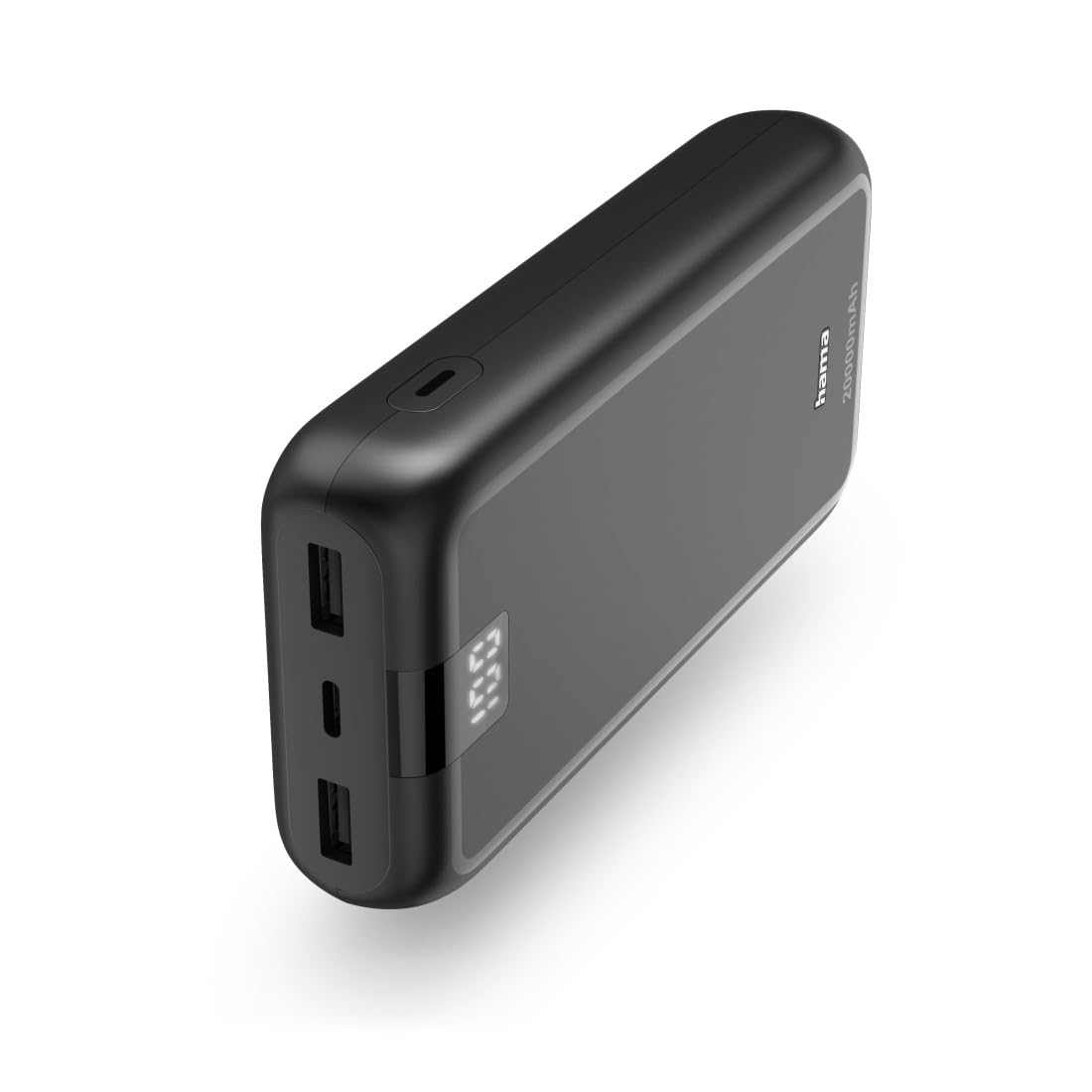 Hama Power Pack per ricarica telefono 20000 mAh (powerbank, ricarica rapida, 2 x USB A, USB C, spazioso, leggero, piccolo, caricatore) grigio antracite