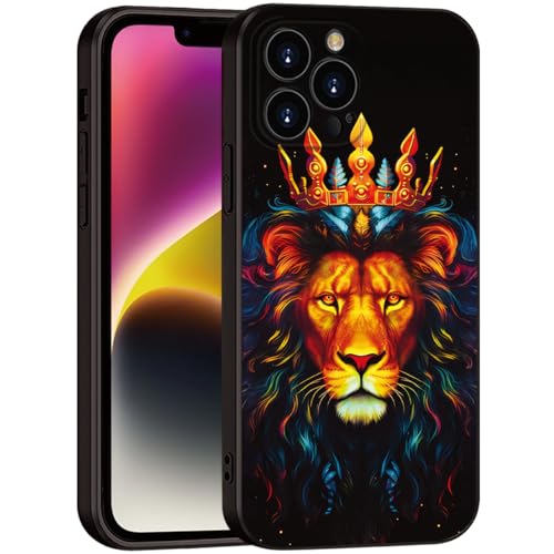 Printed with Lion for iPhone 15 pro max case, Elegant Crowned Lion Design on Soft Silicone Protective Case - A Touch of Noble Grandeur and Exudes Royal Majesty (A2- Lions Animal)
