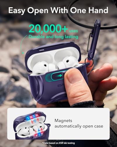 Image of ESR for AirPods Pro 3 Case (2025), Compatible with Airpods Pro 3rd Generation Case (USB-C Cable), Effortless MagSafe, Drop-Proof Lock, Easy Open, Cyber Series, Purple