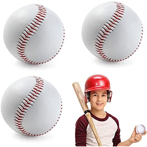 Zebbyee 3 Stücke Sport Baseball, 7.2cm Handgenäht Basebälle Trainingsspiel Gewidmet Ball Professionelle Baseballs, PU Soft Basebälle Anfänger Jugend Kinder Baseball bälle Softball (3 PCS) Cover