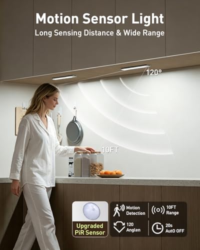 Image of Under Cabinet Lighting Wireless, RGB Motion Sensor Light Indoor, 4 Pack