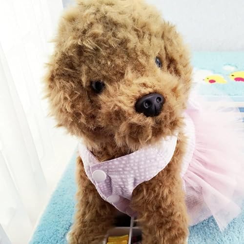 Image of TAPBULL Dog Dresses, Fashion Pet Dog Clothes, Striped Mesh Puppy Dog Princess Dresses (Pink, X-Small)