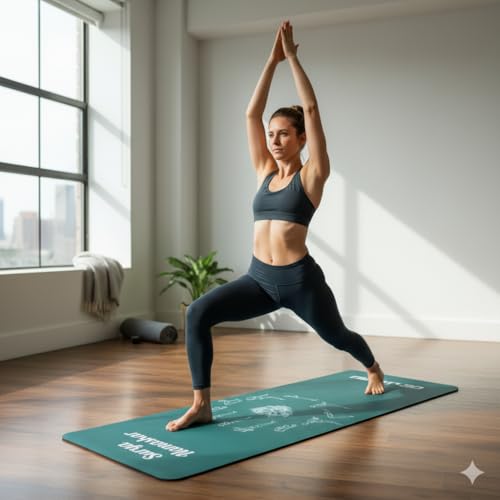 Image of De Jure Fitness Yoga Mat for Women and Men, 10mm Extra Thick Non-Slip NBR Exercise Mat for Yoga, Pilates, Gym & Floor Workouts - with Carry Strap