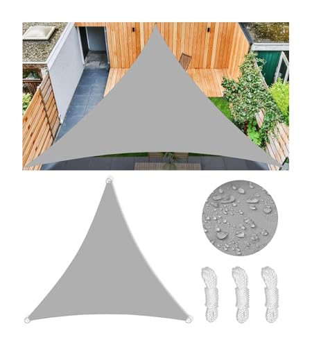 Sonnensegel Wasserdicht Dreieckig Viele Farbe Größe Balkon Sonnenschutz 98% UV Schutz Segeltuch Sonnensegel Markise Reißfest Wetterfest mit D-Ring und Kordel für Balkon Terrasse Garten 1.6x1.6x1.6M
