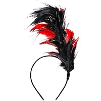 Qianyu 1920er Jahre Feder Fascinator Stirnband für Damen Kentucky Kopfbedeckung Gatsby Derby Hut Fascinator Hut für Teeparty Cocktail Hochzeit