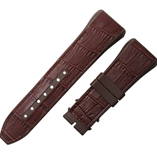 Bracelet de montre en silicone résistant et cuir de vache 28 mm contre l'usure de la montre