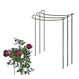 Bow Plant Supports for Peonies, Hydrangea, Roses, etc - Strong Metal Garden Supports - Interlinking to make rows, circles, cloverleaves, etc (Pack of 3 - Extra Large (100cm high x 44cm wide))