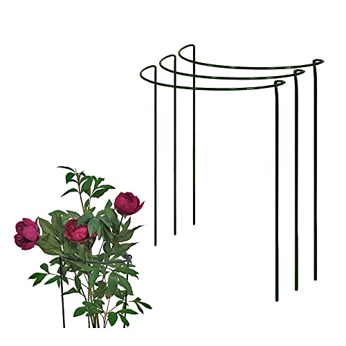 Bow Plant Supports for Peonies, Hydrangea, Roses, etc - Strong Metal Garden Supports - Interlinking to make rows, circles, cloverleaves, etc (Pack of 3 - Large (72cm high x 35cm wide))