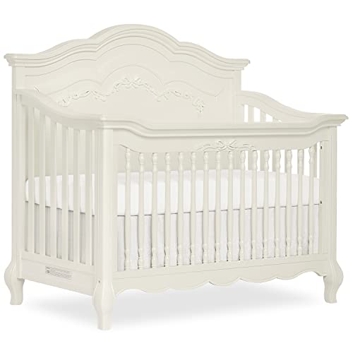 Image of Evolur Aurora Deluxe Edition 5 in 1 Curved Convertible Crib, Fairytale Nursery, Curved -headboard & Footboard, French White