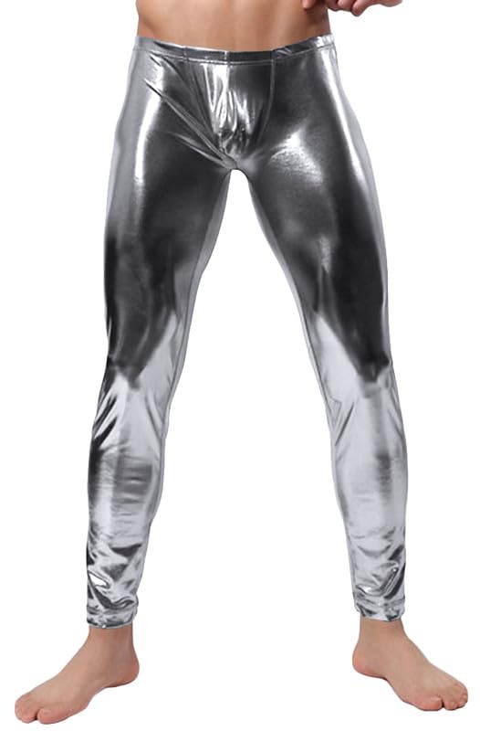 Men's Metallic Shiny Wet Look Leggings Pants2