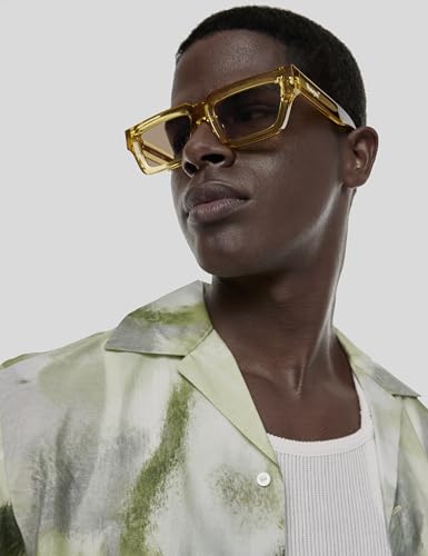 Image of Roneyee Rectangle Sunglasses Men Women Trendy Retro Sunglass UV Protection Fashion Acetate Stylish Square