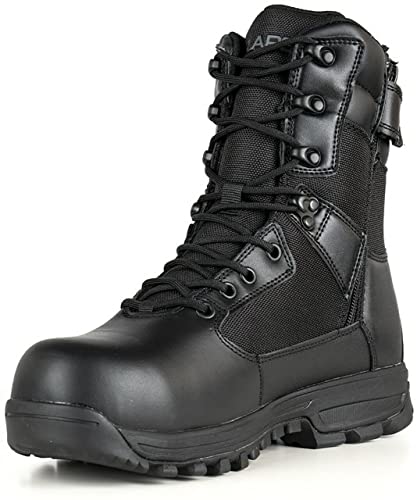 LAPG Men’s Sector 8” Waterproof Side-Zip Duty Boots, Breathable & Comfortable Tactical Hiking Combat Shoes for Men, Black2