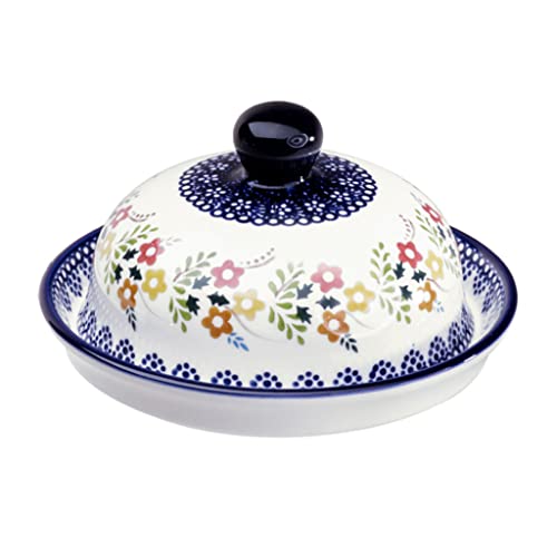 LUKERY Beurrier peint à la main de 14 cm - Plateau de rangement avec couvercle - Pour la cuisine et la maison Cover